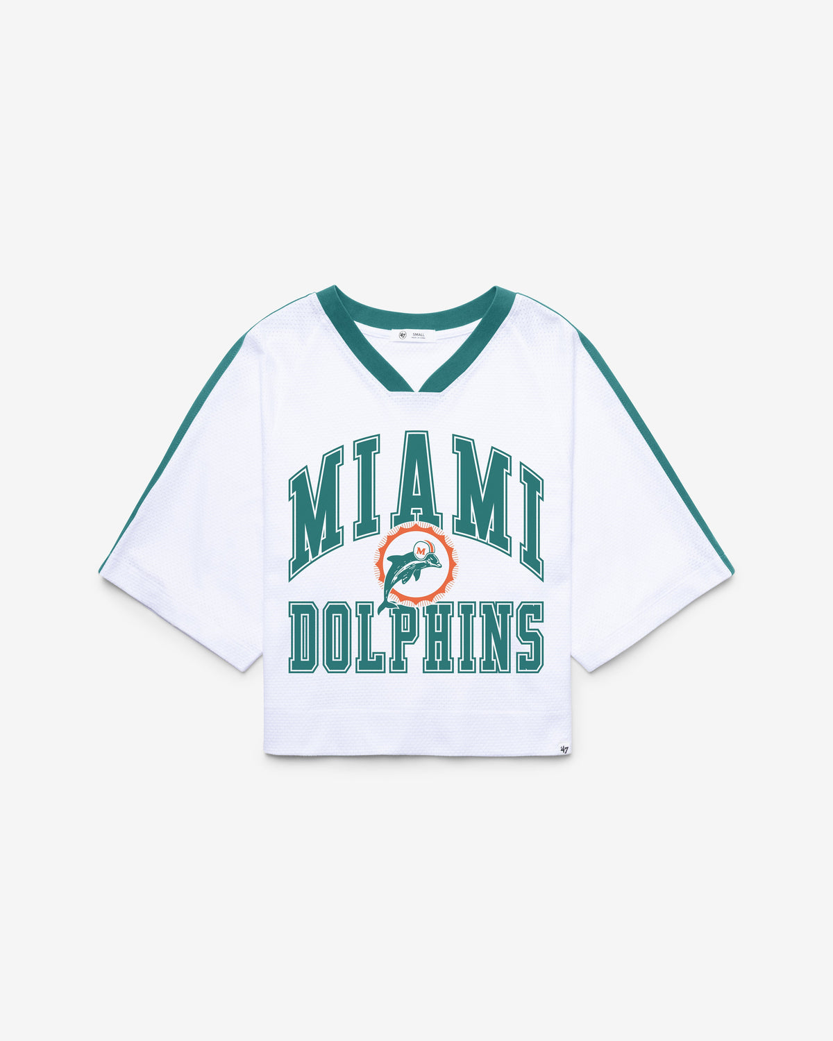 MIAMI DOLPHINS HISTORIC BIG OVERARCH '47 WOMEN'S DROP NEEDLE RAGLAN JERSEY