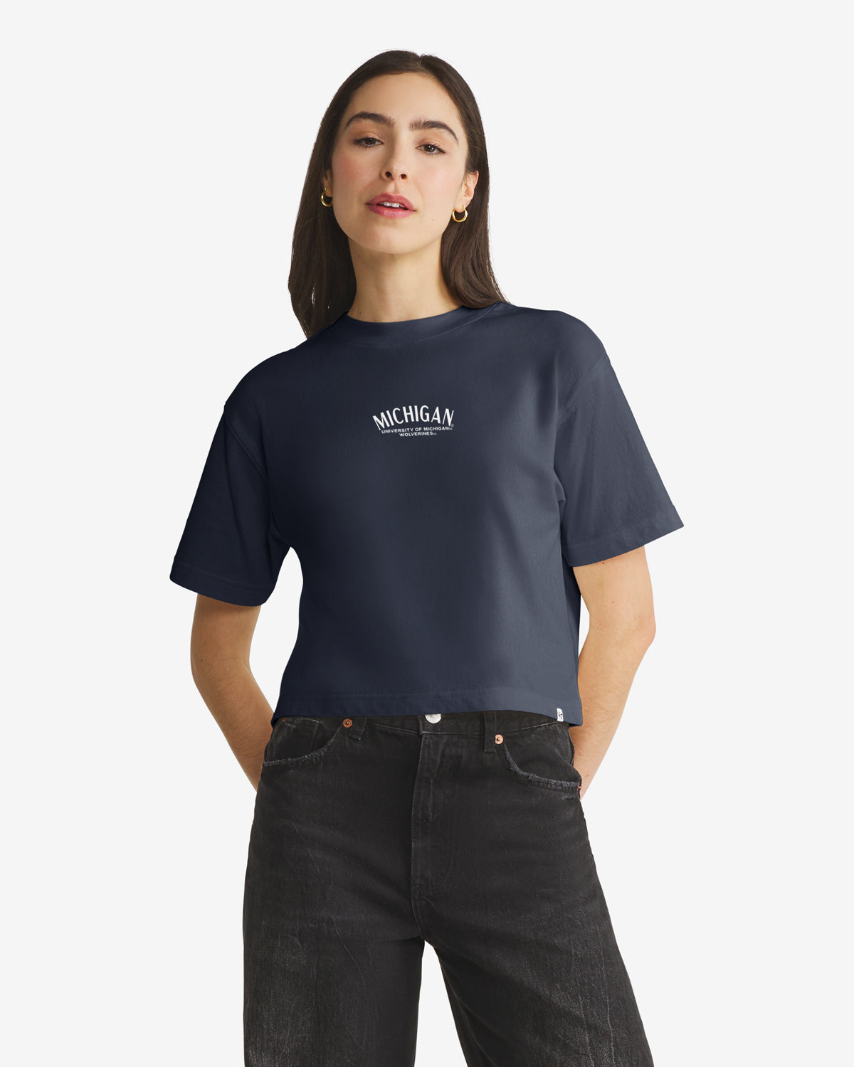 MICHIGAN WOLVERINES HADRIAN '47 FOUNDATION CROP TEE WOMENS