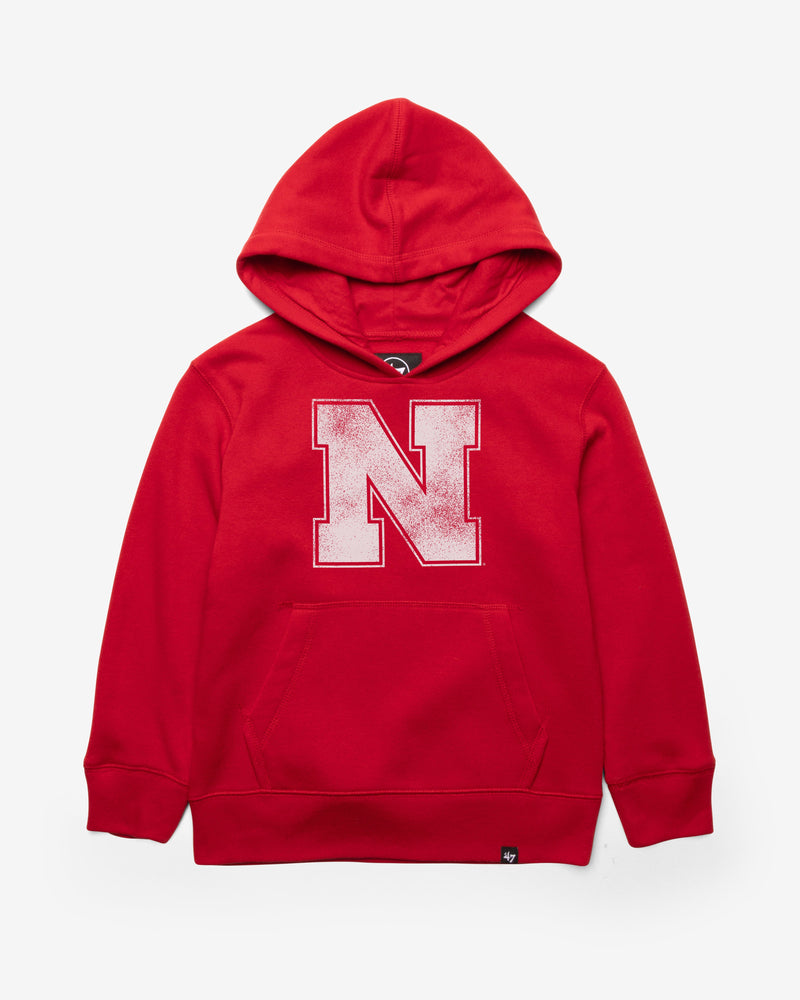 NEBRASKA CORNHUSKERS DISTRESSED IMPRINT '47 KID'S HEADLINE HOOD