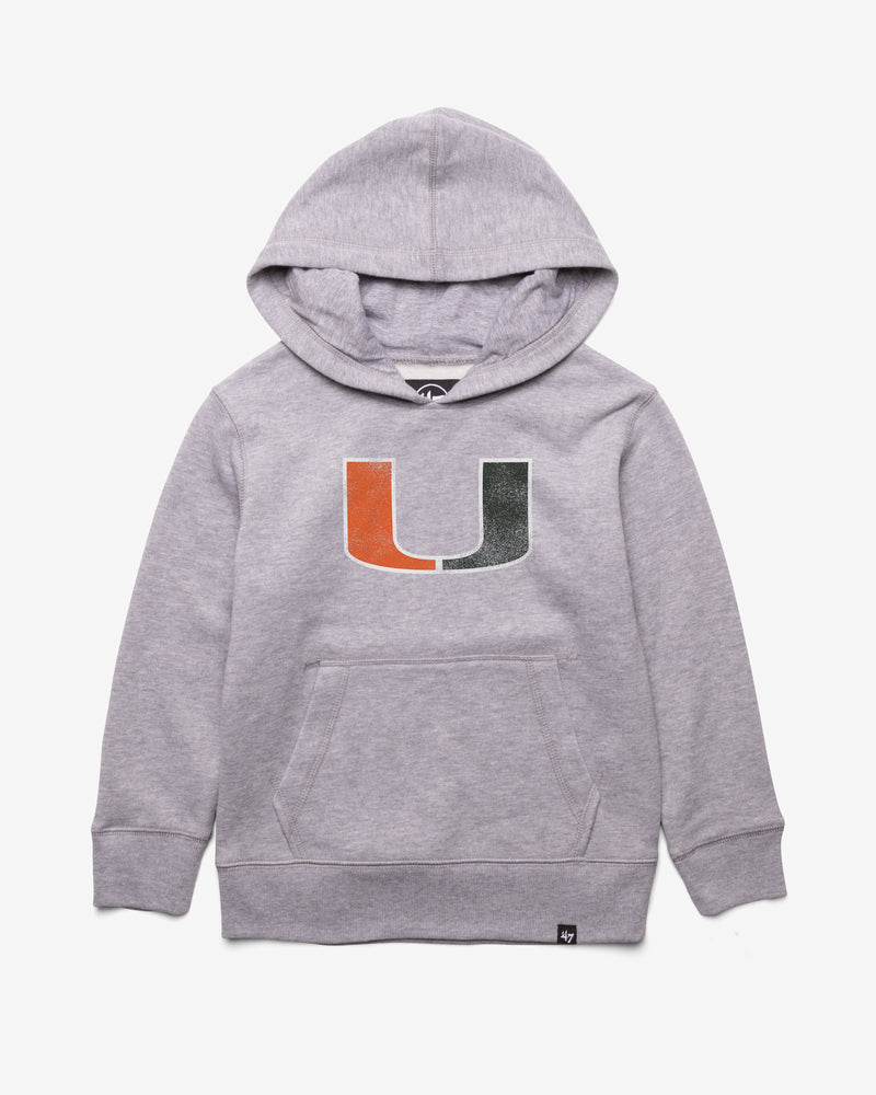 MIAMI HURRICANES DISTRESSED IMPRINT '47 KID'S HEADLINE HOOD