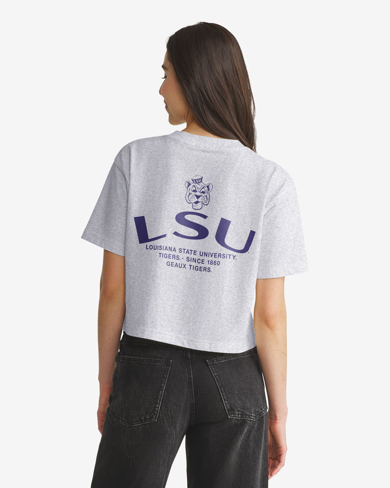 LOUISIANA STATE TIGERS LSU VINTAGE HADRIAN '47 FOUNDATION CROP TEE WOMENS