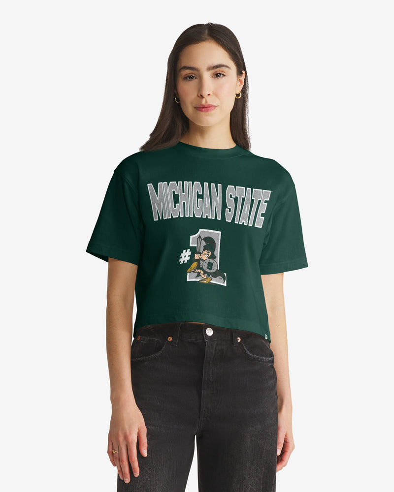 MICHIGAN STATE SPARTANS VINTAGE FIRST RANK '47 FOUNDATION CROP TEE WOMENS